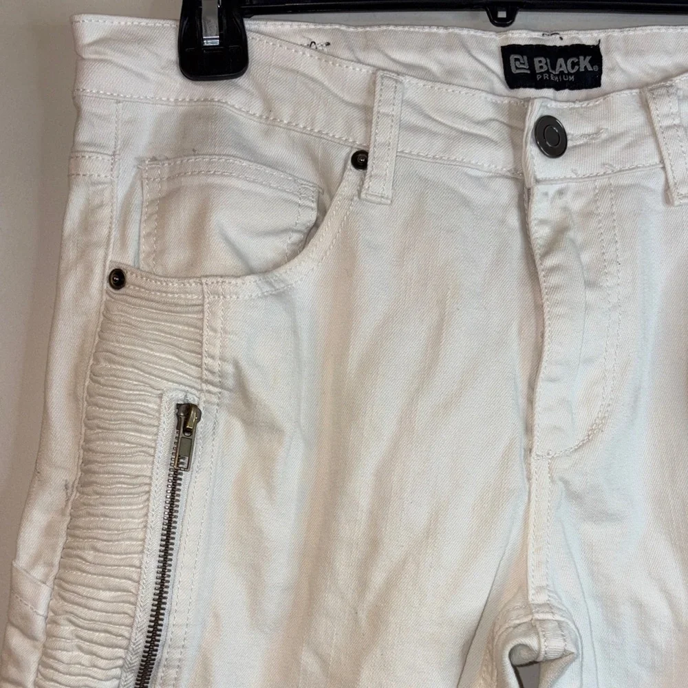 Black Premium Men's White Skinny Flex Jeans Size 32 / 34 #115 🏷️ - Picture 3 of 16